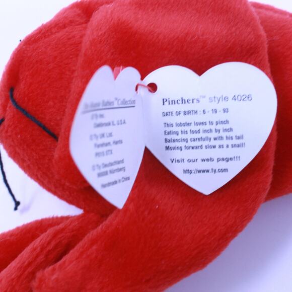 TY Vintage Lobster "Pinchers" Beanie Baby - Picture 2 of 9